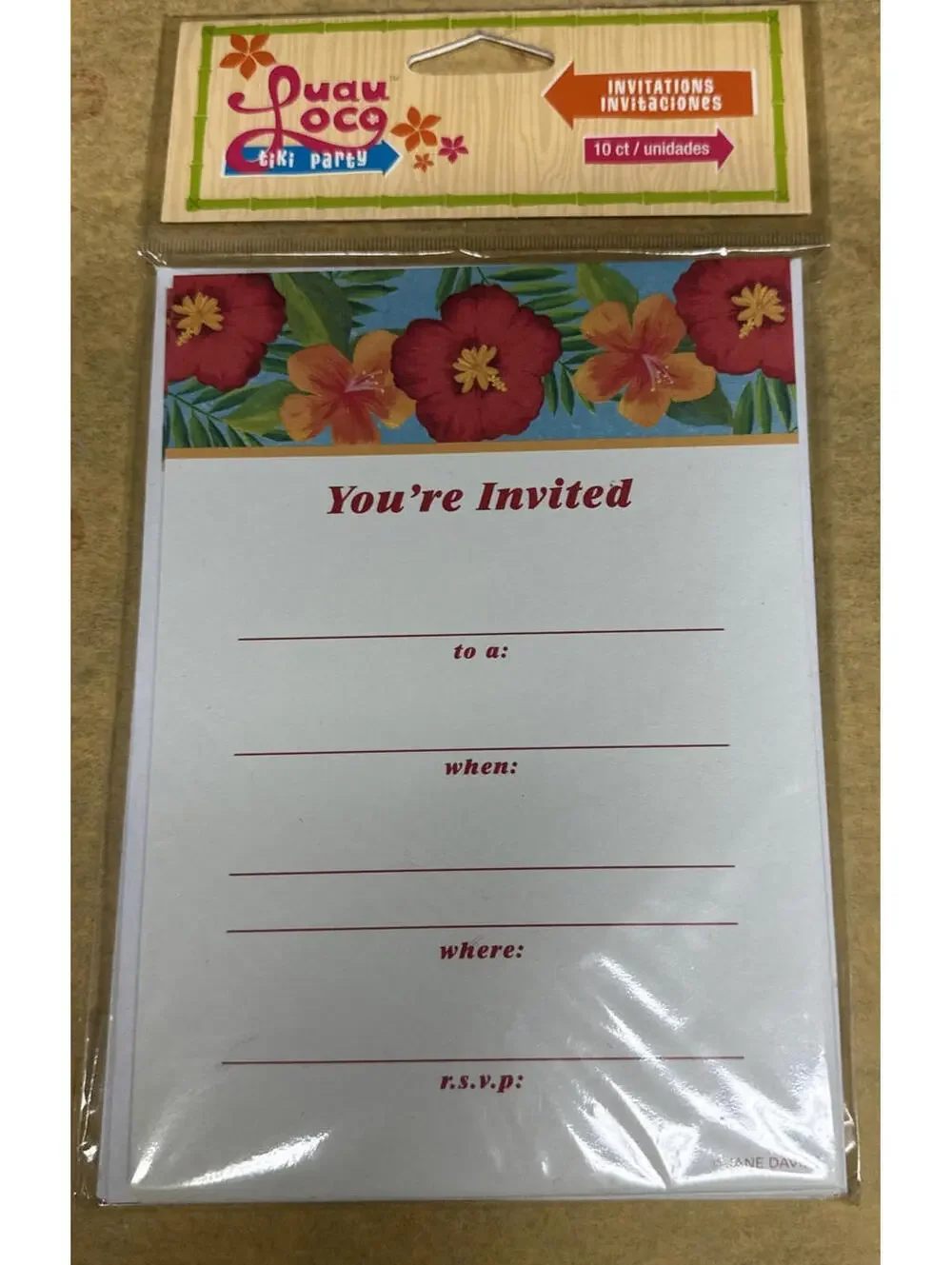 Hawaiian Flower Hibiscus Luau Tiki Lei Tropical Party Invitations 4 Sets of 10